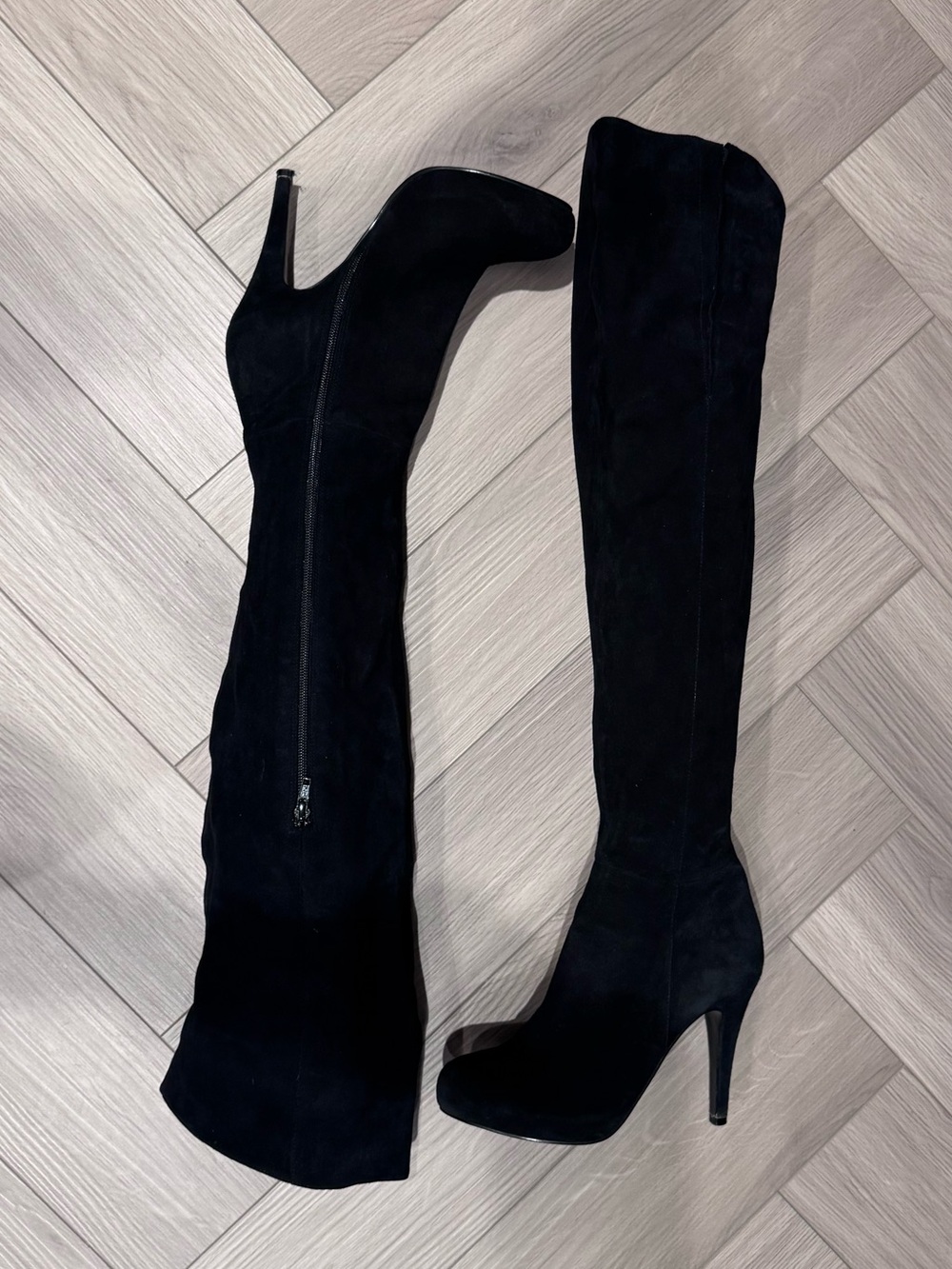 Jorya Black Over-the-Knee High Heel Boots - Unbranded